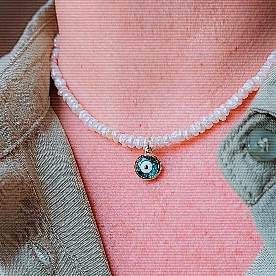 COLAR PÉROLA OLHO GREGO