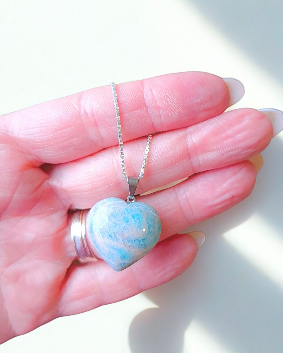 COLAR CORAÇÃO AMAZONITA