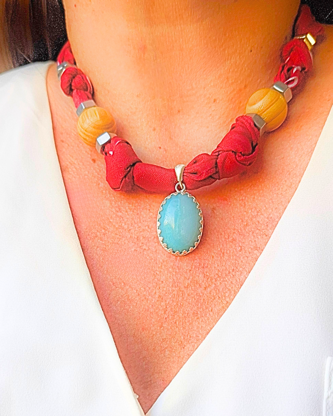 COLAR BANDANA AMAZONITA