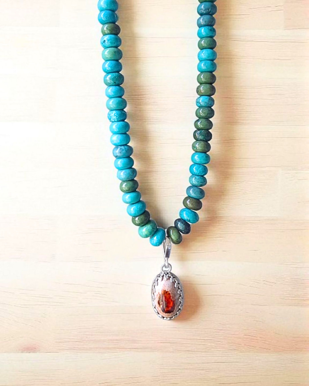 COLAR TURQUESA E OPALA MEXICANA