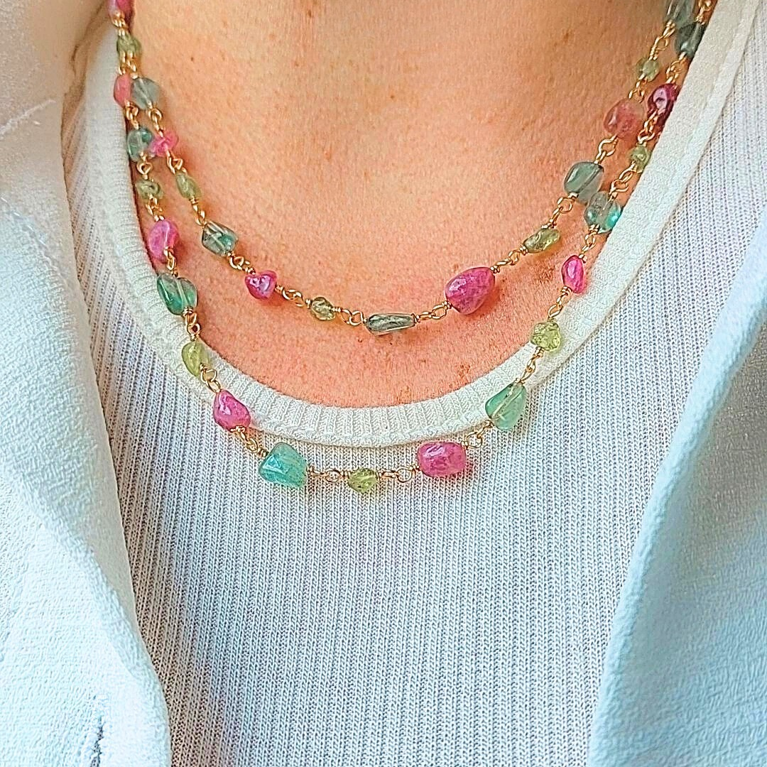 COLAR TURMALINAS COLORIDAS