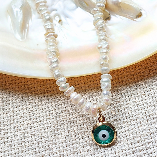 COLAR PÉROLA OLHO GREGO