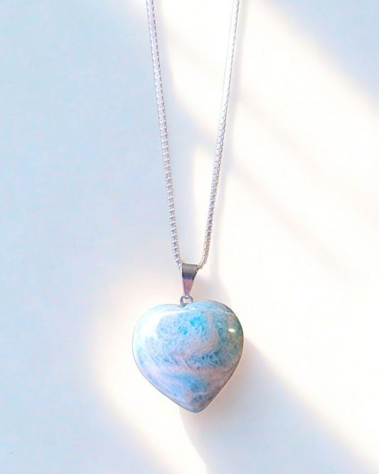 COLAR CORAÇÃO AMAZONITA