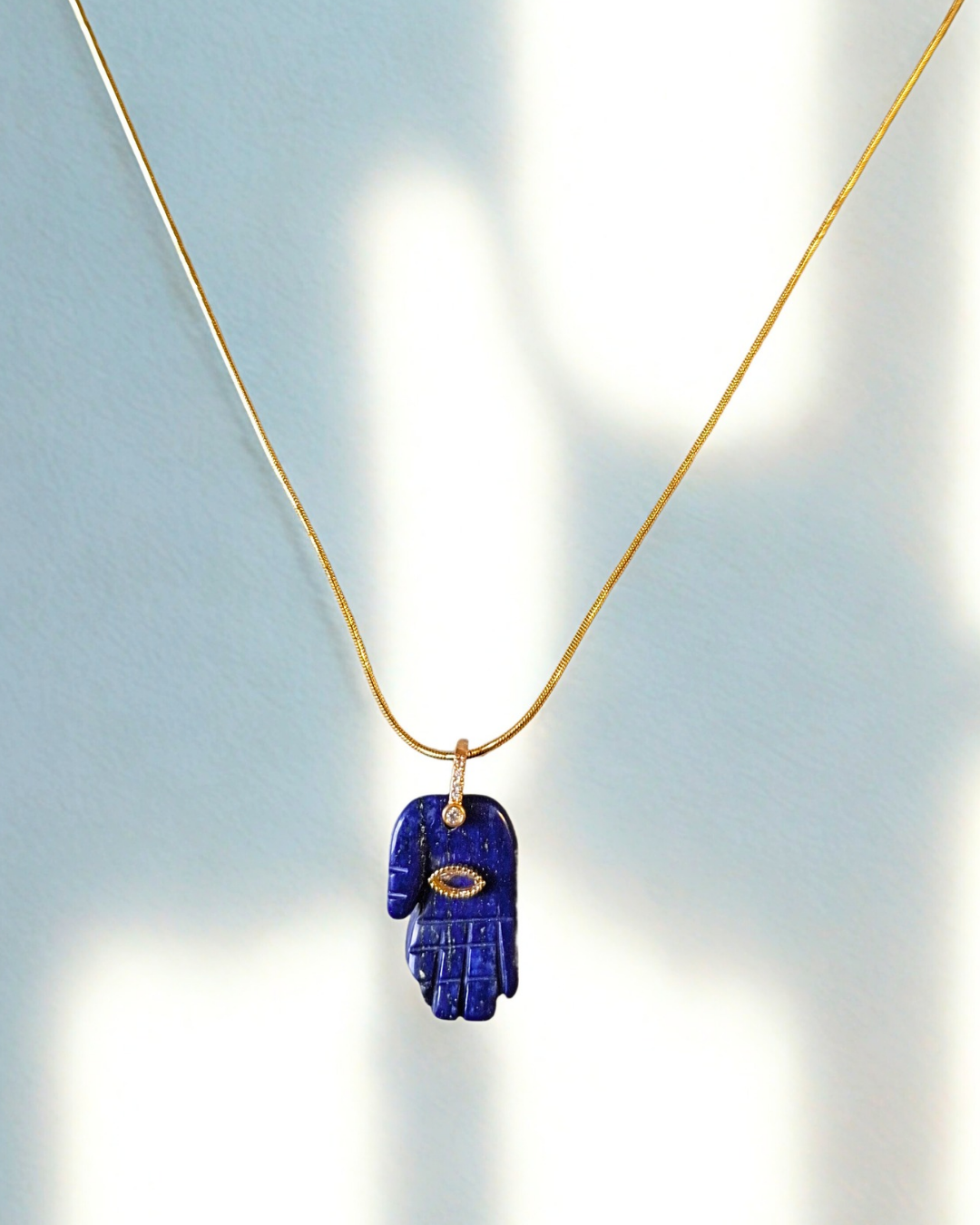 COLAR HAMSA LAPIS LAZULI