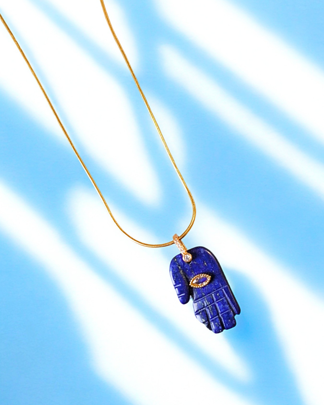 COLAR HAMSA LAPIS LAZULI
