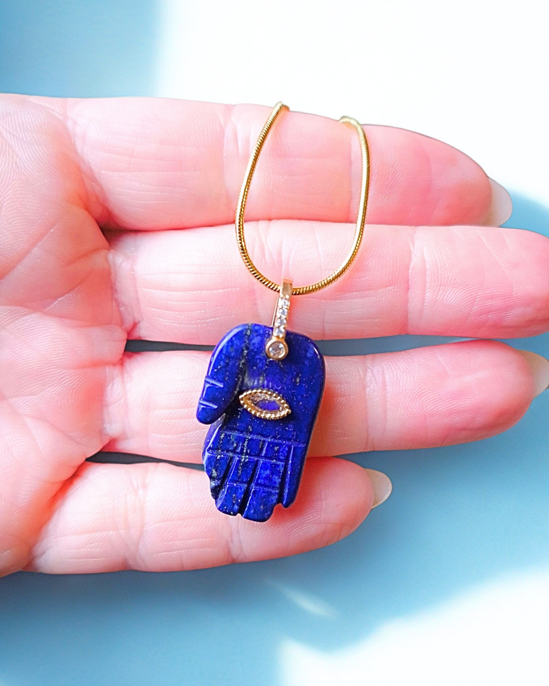 COLAR HAMSA LAPIS LAZULI