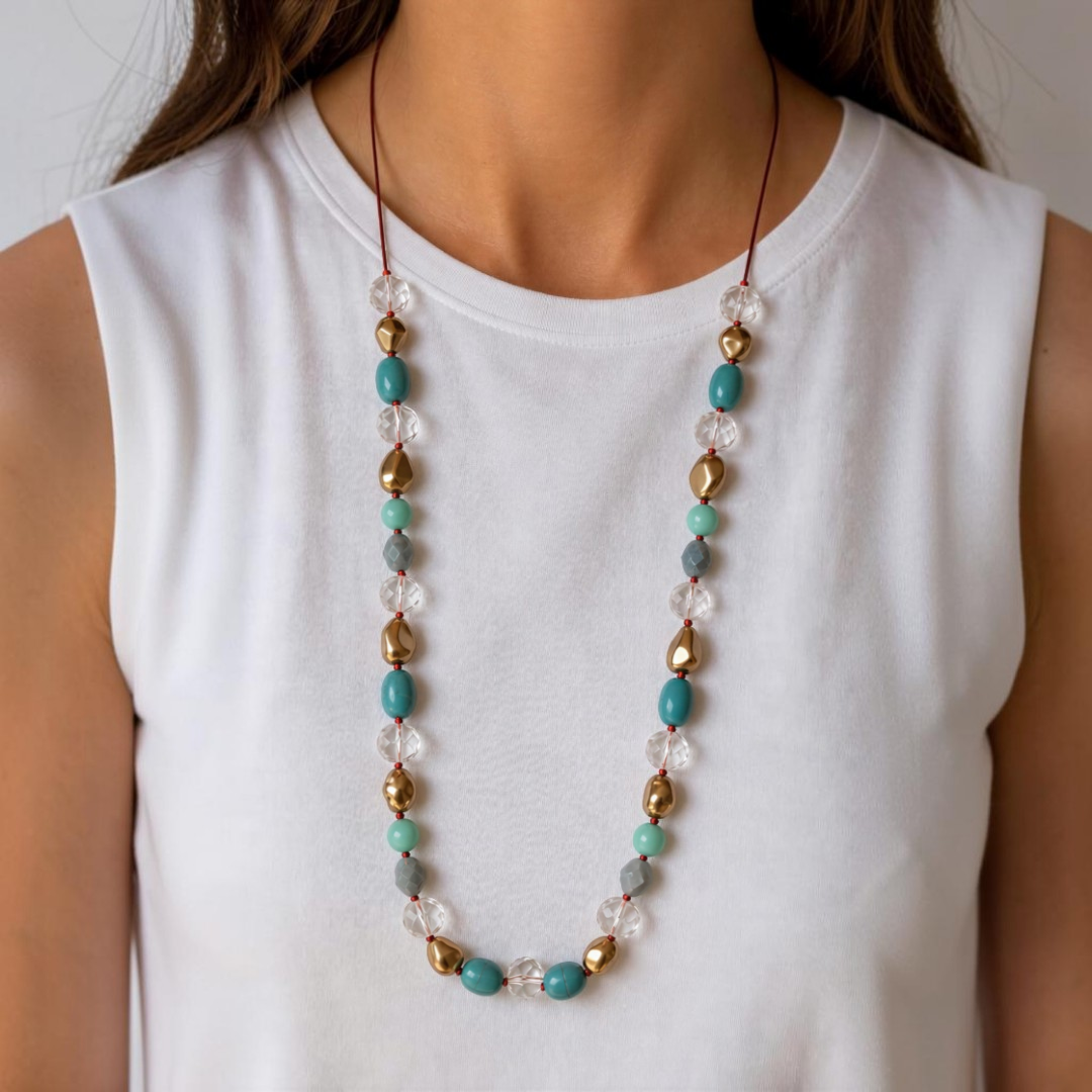 COLAR LONGO MIX DE PEDRAS