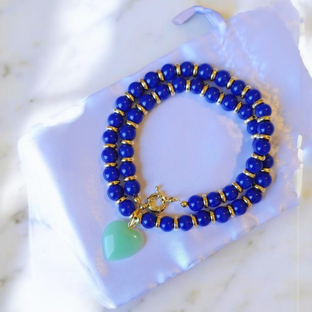 COLAR JADE COM CORAÇÃO PEDRA