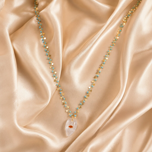COLAR BOHO PEDRA TRANSPARENTE