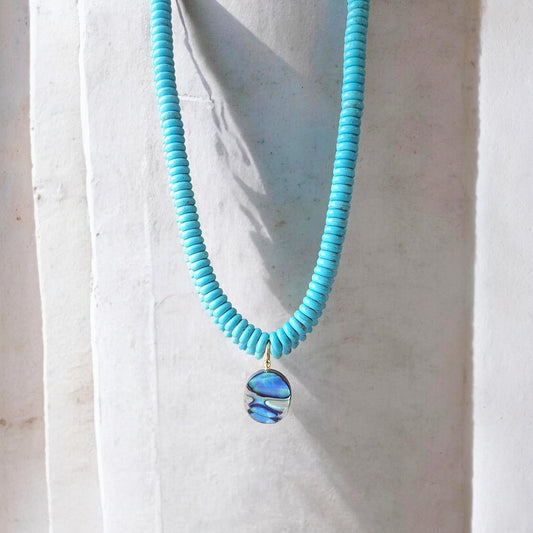 COLAR ABALONE E HOWLITA AZUL