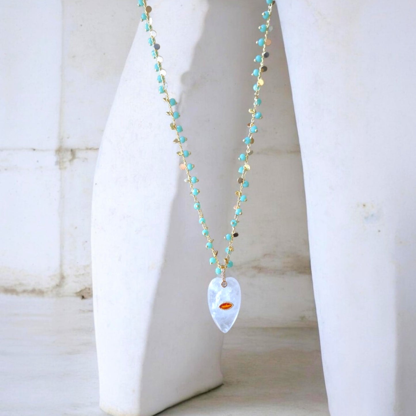 COLAR BOHO PEDRA TRANSPARENTE